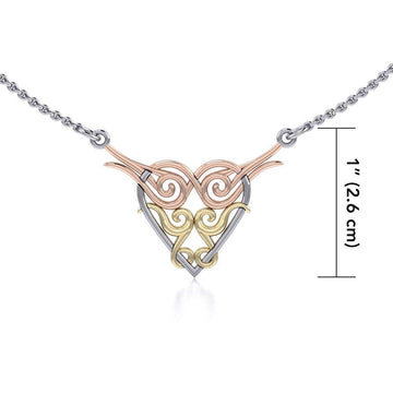 Celtic Spiral Heart Three Tone Necklace OTN276 - Jewelry